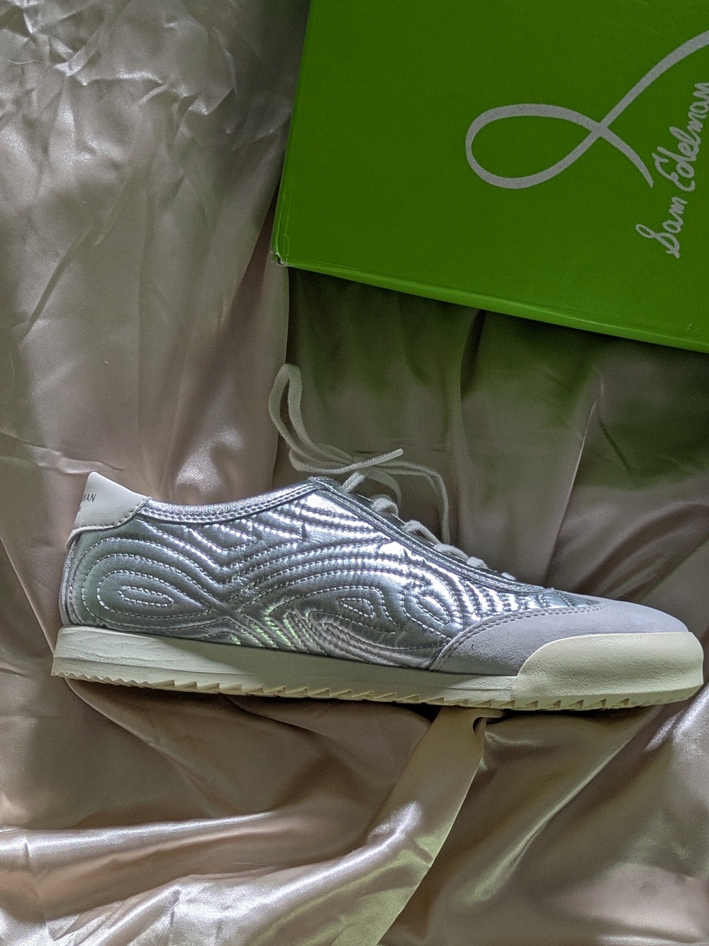 Sam Edelman Silver Quilted Low-Top; NWT Sneakers